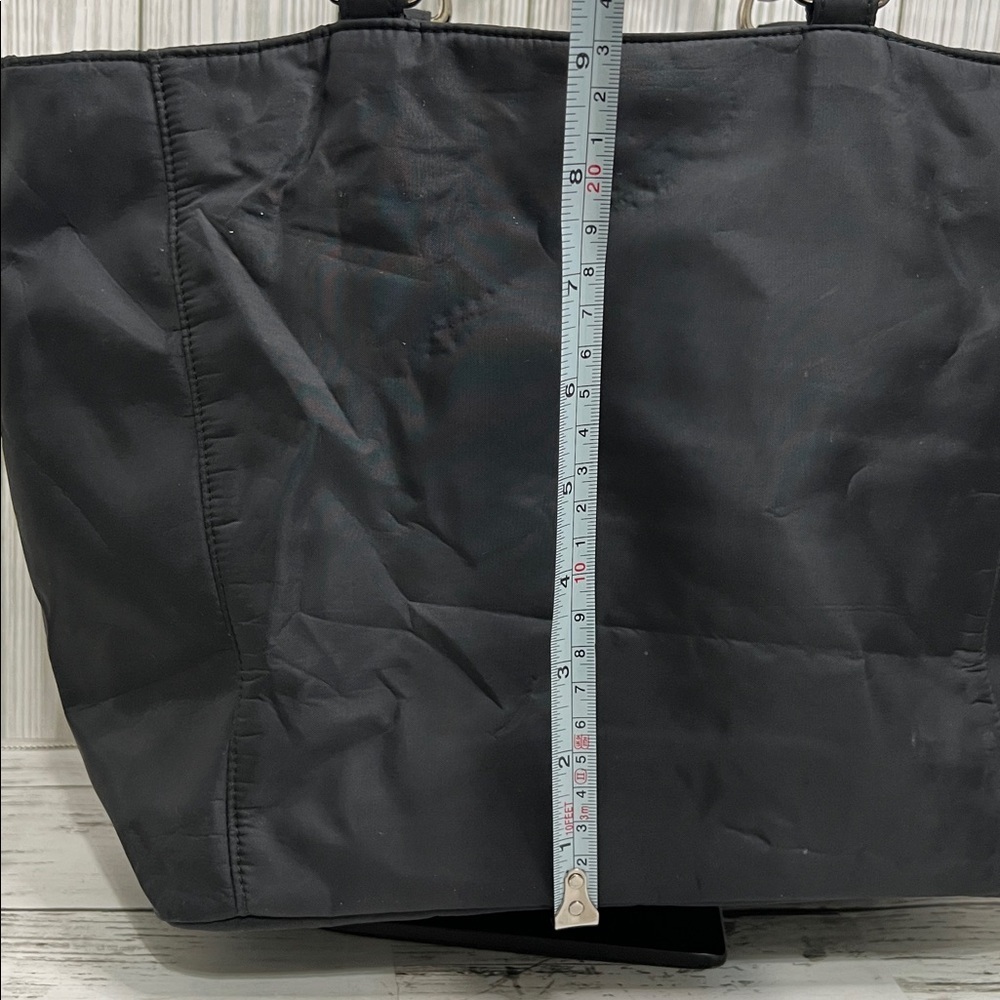 Banana Republic Black Nylon Tote Bag with Bamboo Handles | - Picture 6 of 10